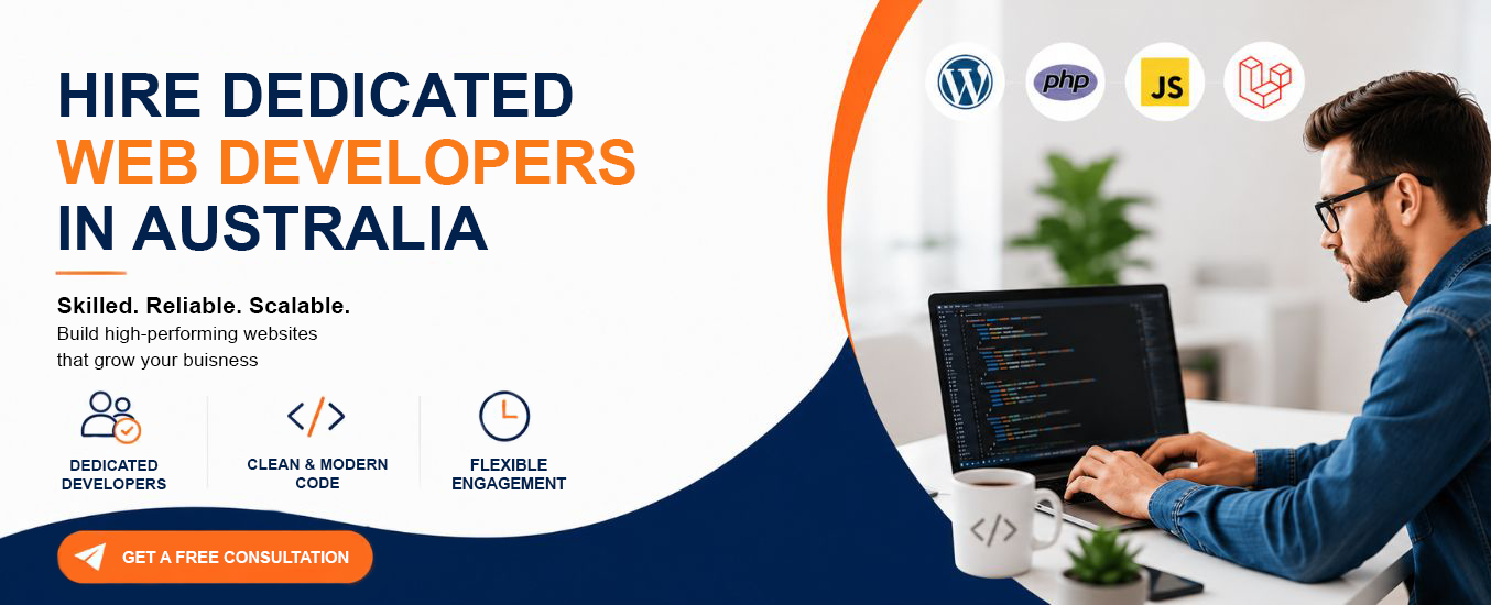 Hire dedicated web developers in Australia providing WordPress, PHP, JavaScript, and Laravel development services.